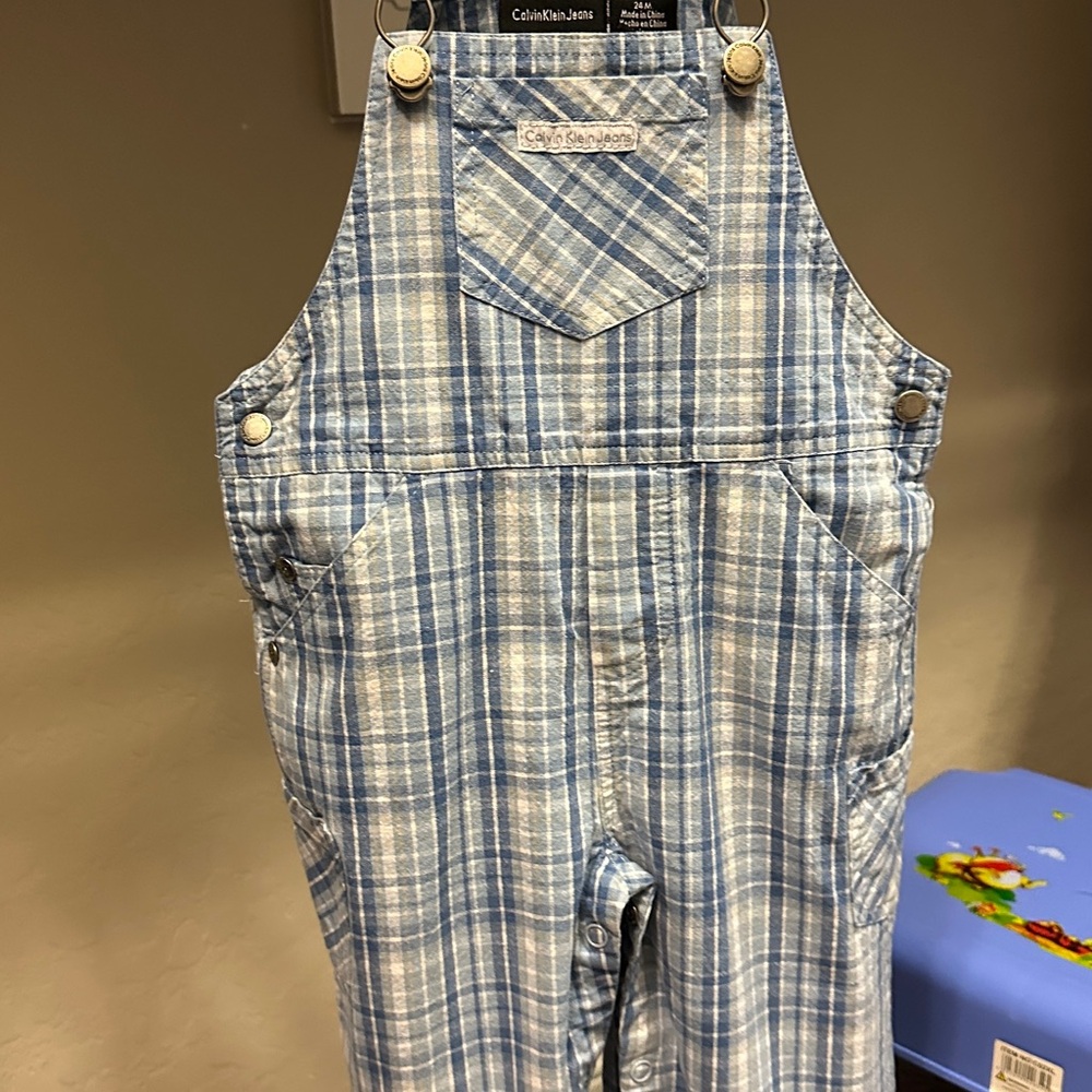 Calvin Klein Jeans Light Blue Checkered Overalls